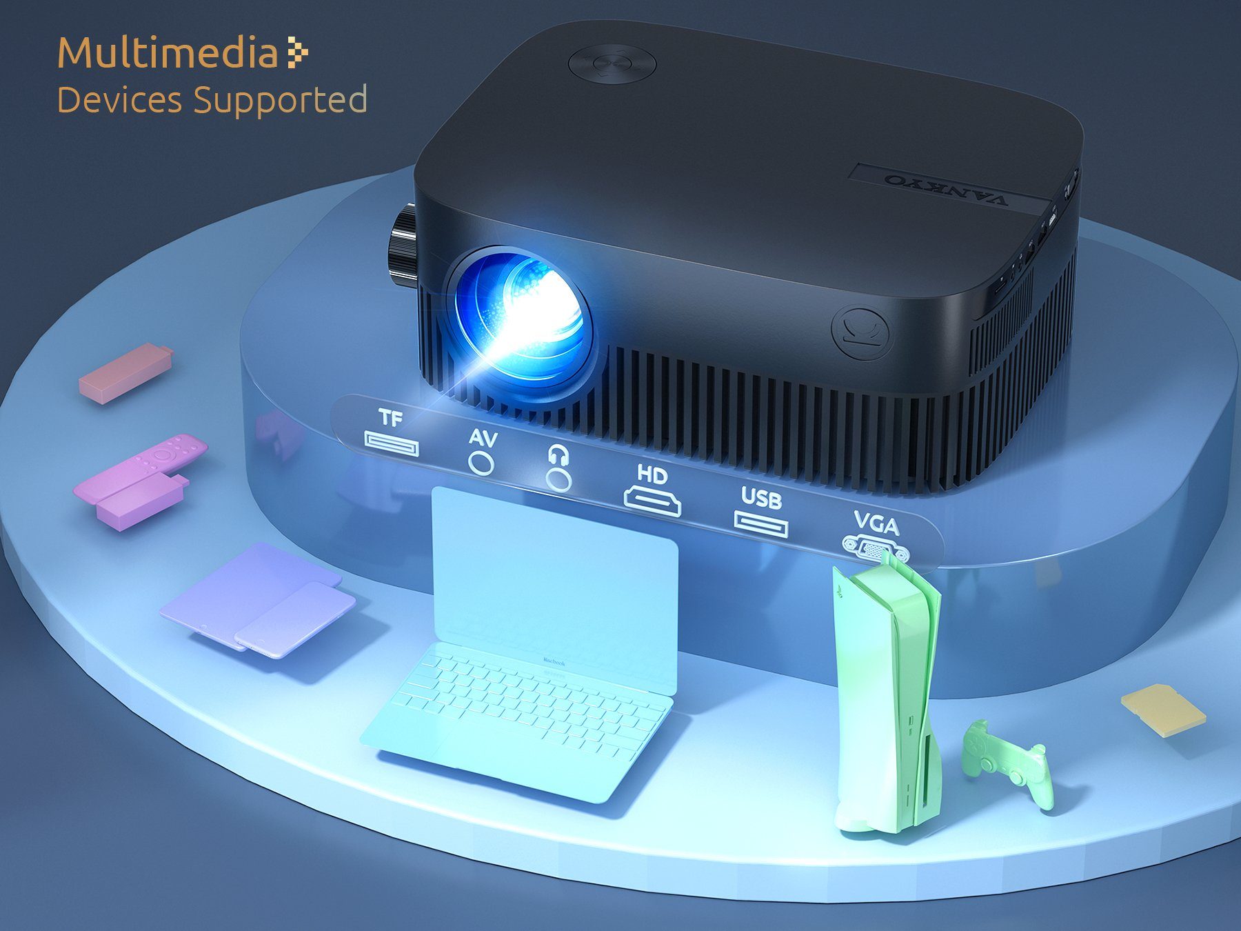 VANKYO 700w Beamer (5000:1, 1920*1080 px, Native1080P LCD 420 ANSI, Dolby Audio WiFi Bluetooth 5.1 Augenschutz)