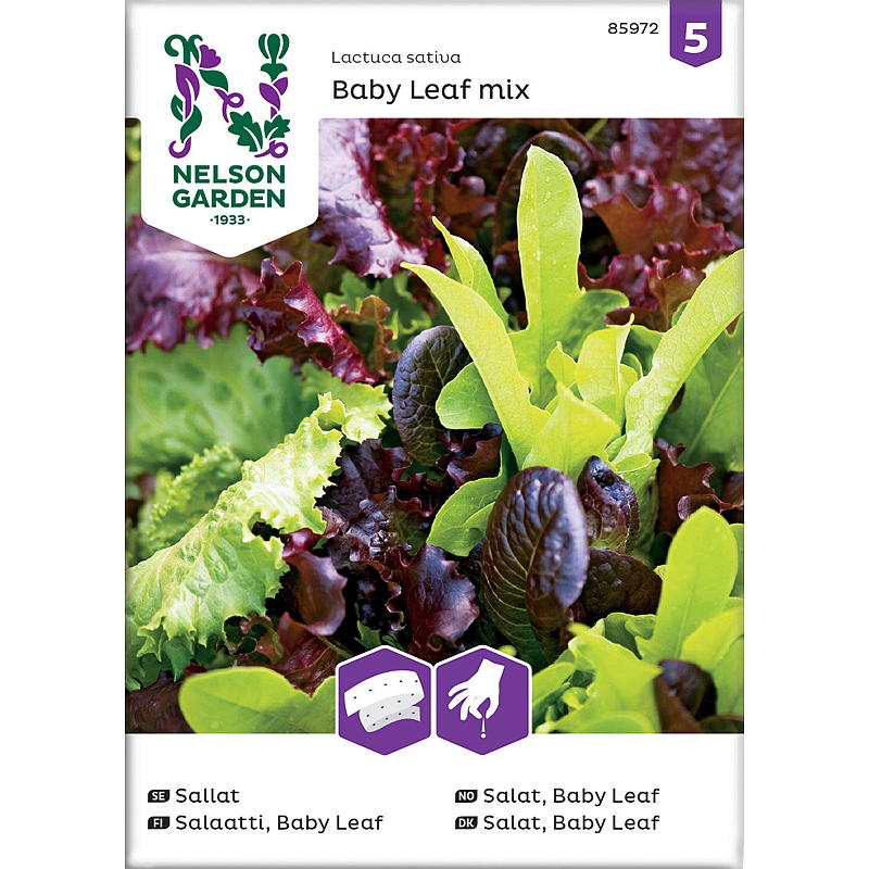 Nelson garden Frø Salat Baby Leaf, mix, Frøbånd