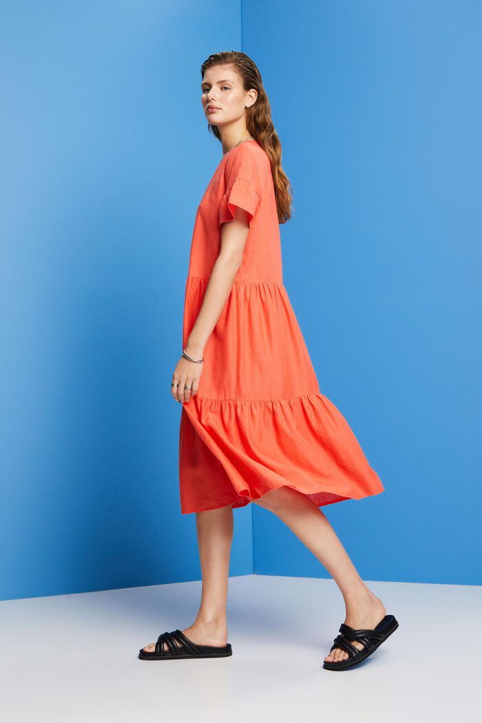 Midikleid, Baumwolle-Leinen-Mix