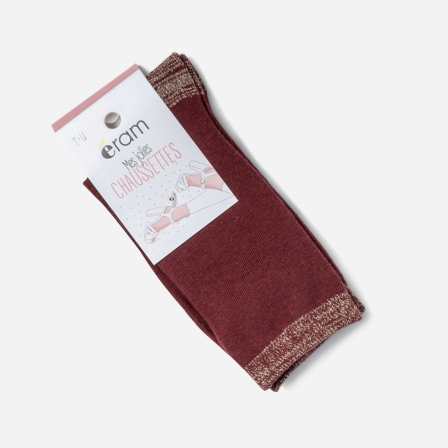 Chaussettes bordeaux détails pailletés