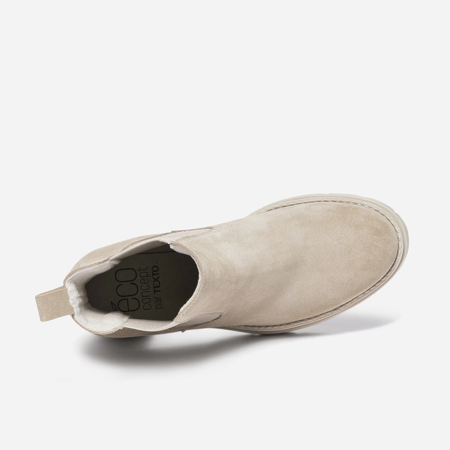 Chelsea boots TEXTO beige éco-conçu en cuir velours