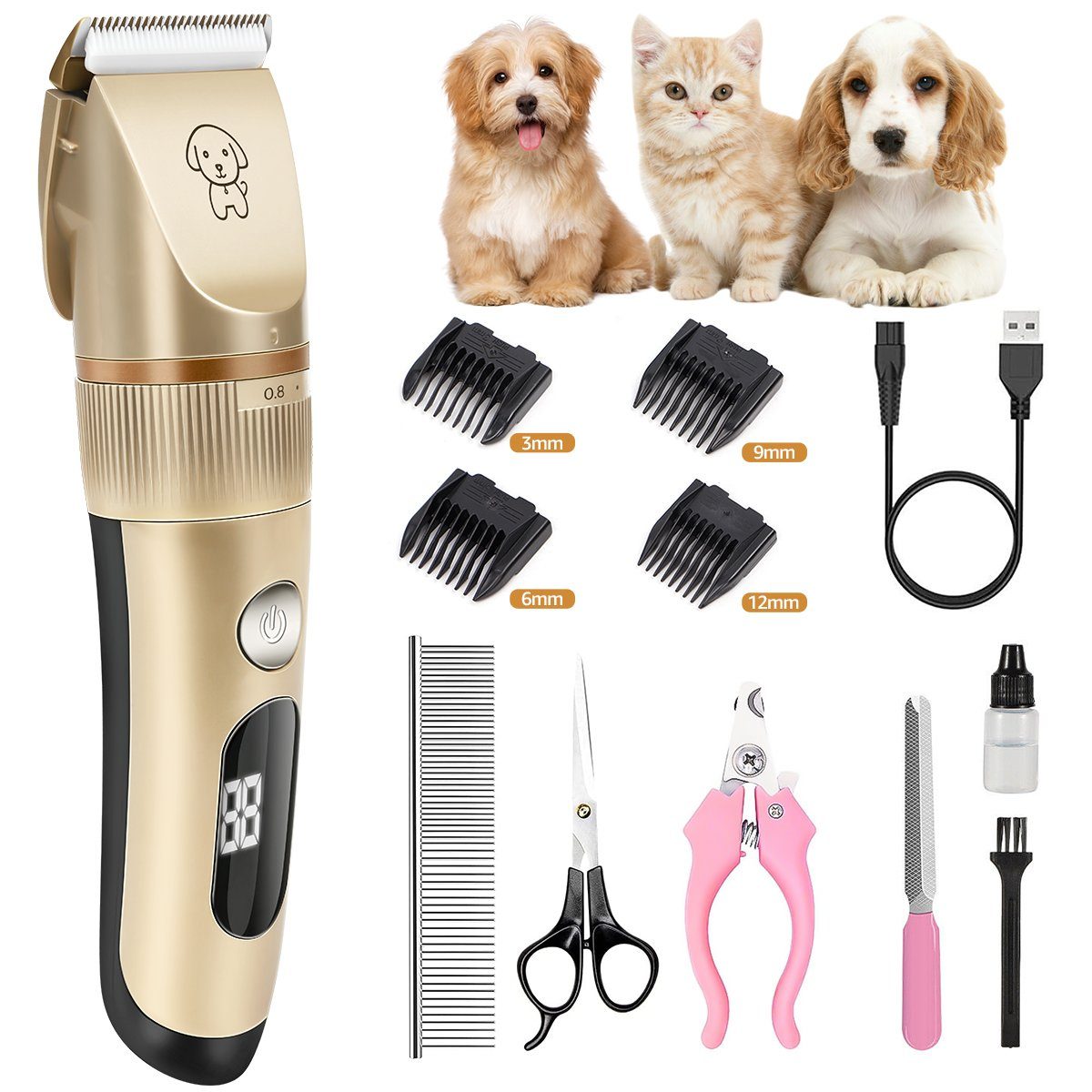7Magic Hundeschermaschine, Pferdeschermaschine, Leiser Tierhaarschneider für Hund und Katze
