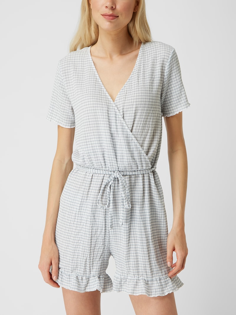 Playsuit aus Seersucker mit Vichy-Karo Modell 'Sienna' in hellblau