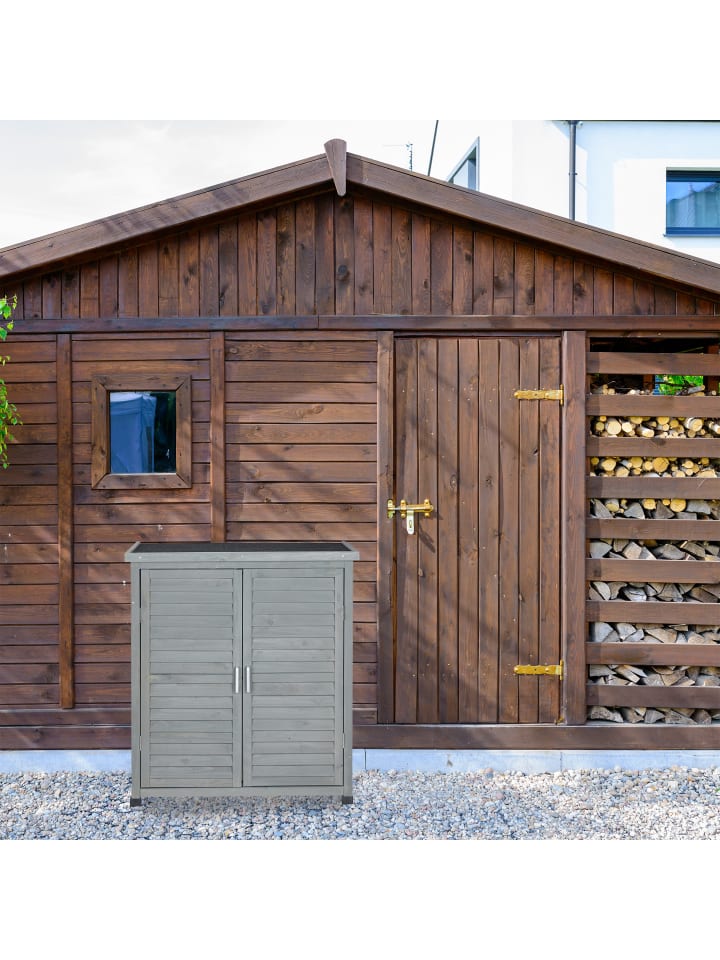 relaxdays Gartenschrank in Grau - (B)86,5 x (H)97 x (T)47 cm günstig kaufen onesize