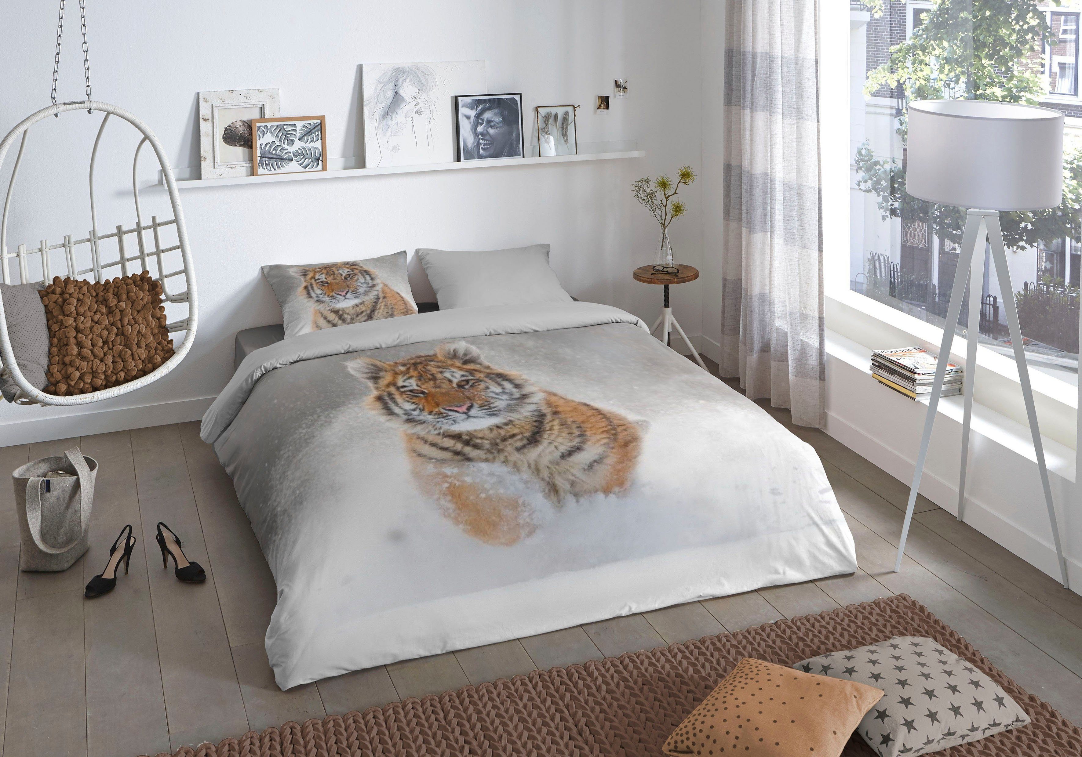 Wendebettwäsche Snow Tiger, good morning, Biber, 2 teilig, 100% Baumwolle/ Flanell (Biber)