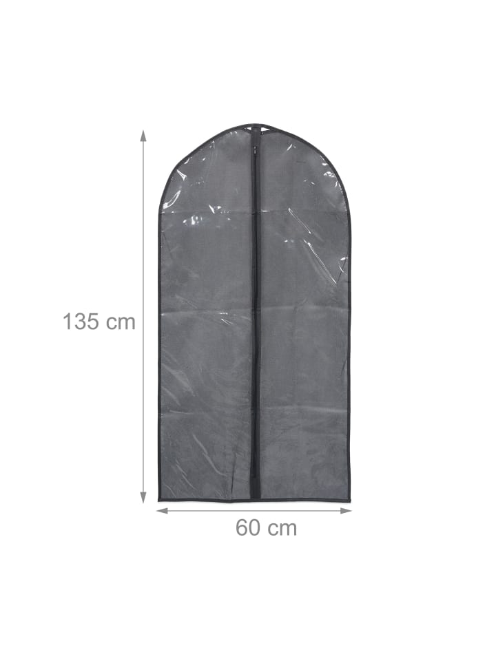 relaxdays 6 x Kleidersack in Grau/ Transparent - (B)60 x (H)135 cm günstig kaufen onesize