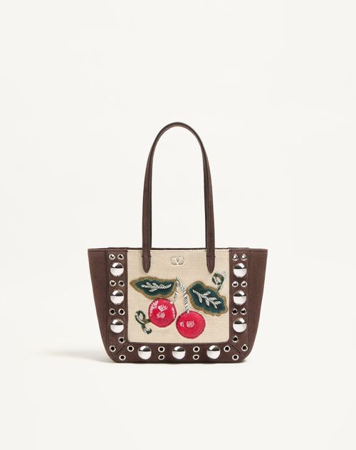 Bolsa de compras mini Valentino Garavani Nellcôte bordada com motivo de cereja.
