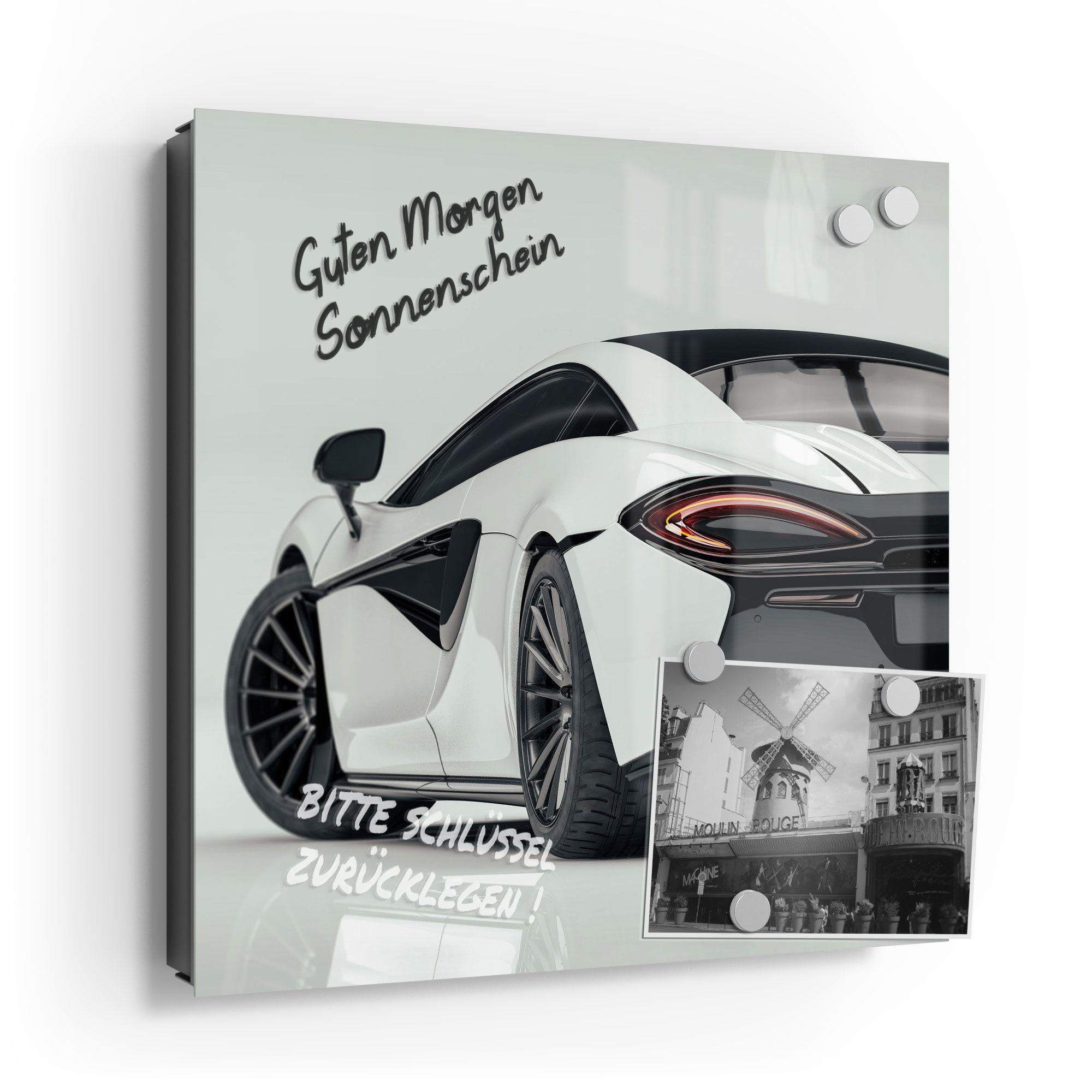 DEQORI Schlüsselkasten 'Sportliches Auto', Glas Schlüsselbox modern magnetisch beschreibbar