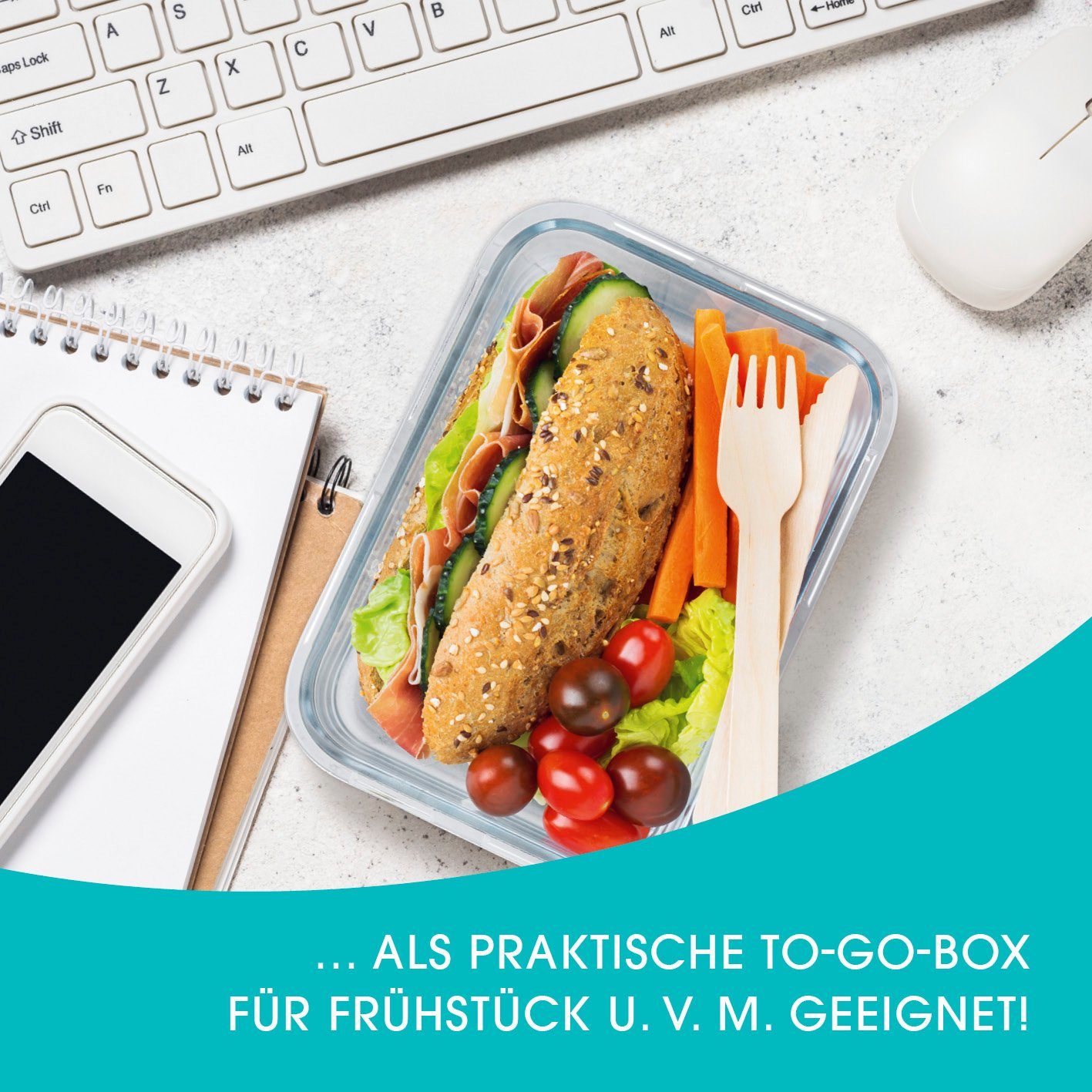 GOURMETmaxx Frischhaltedose Glas Klick-it mit Mikrowellen-Ventil 6-teilig grau, (6-tlg)