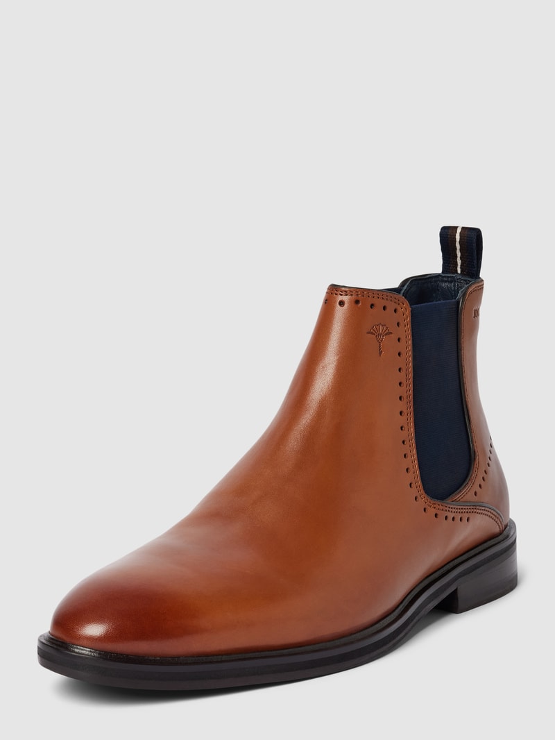 Chelsea Boots mit Perforierungen Modell 'pero' in cognac