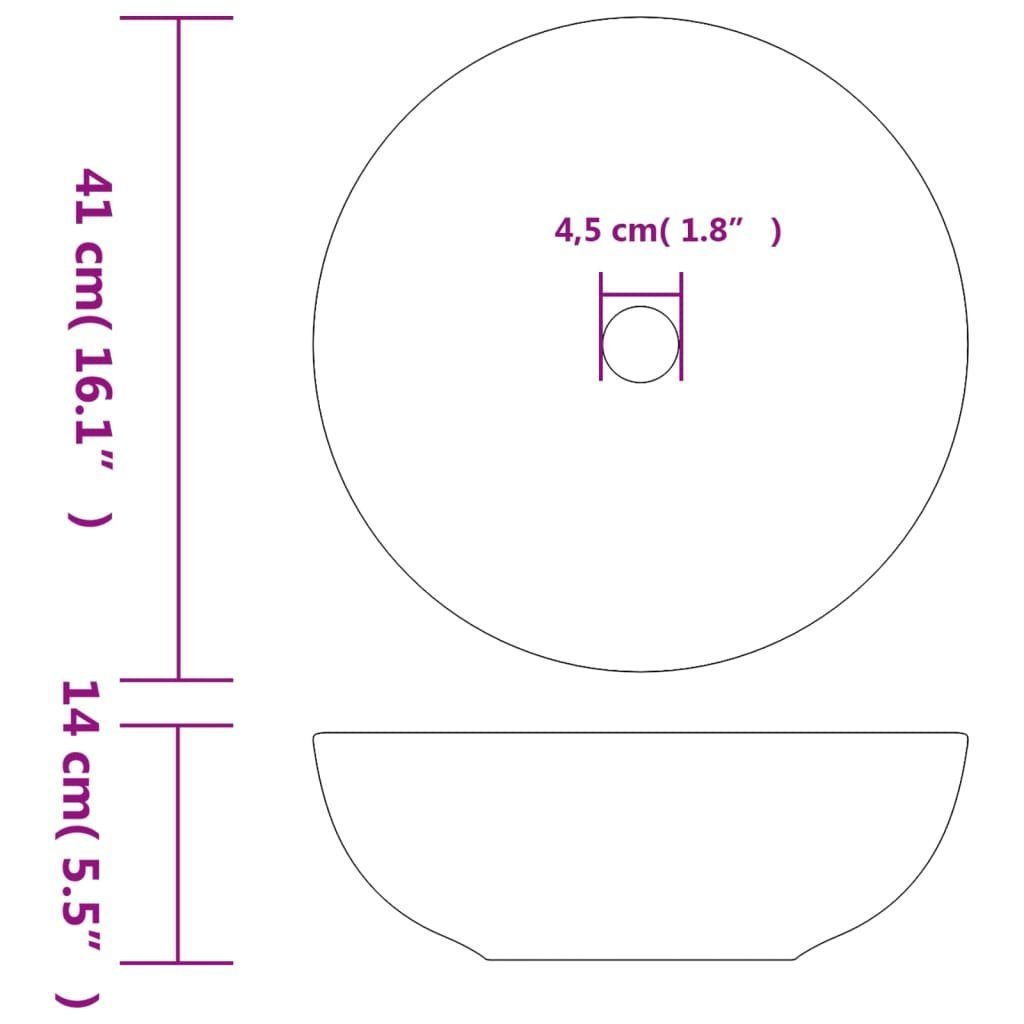 vidaXL Waschbecken Aufsatzwaschbecken Grau Rund Ø41x14 cm Keramik