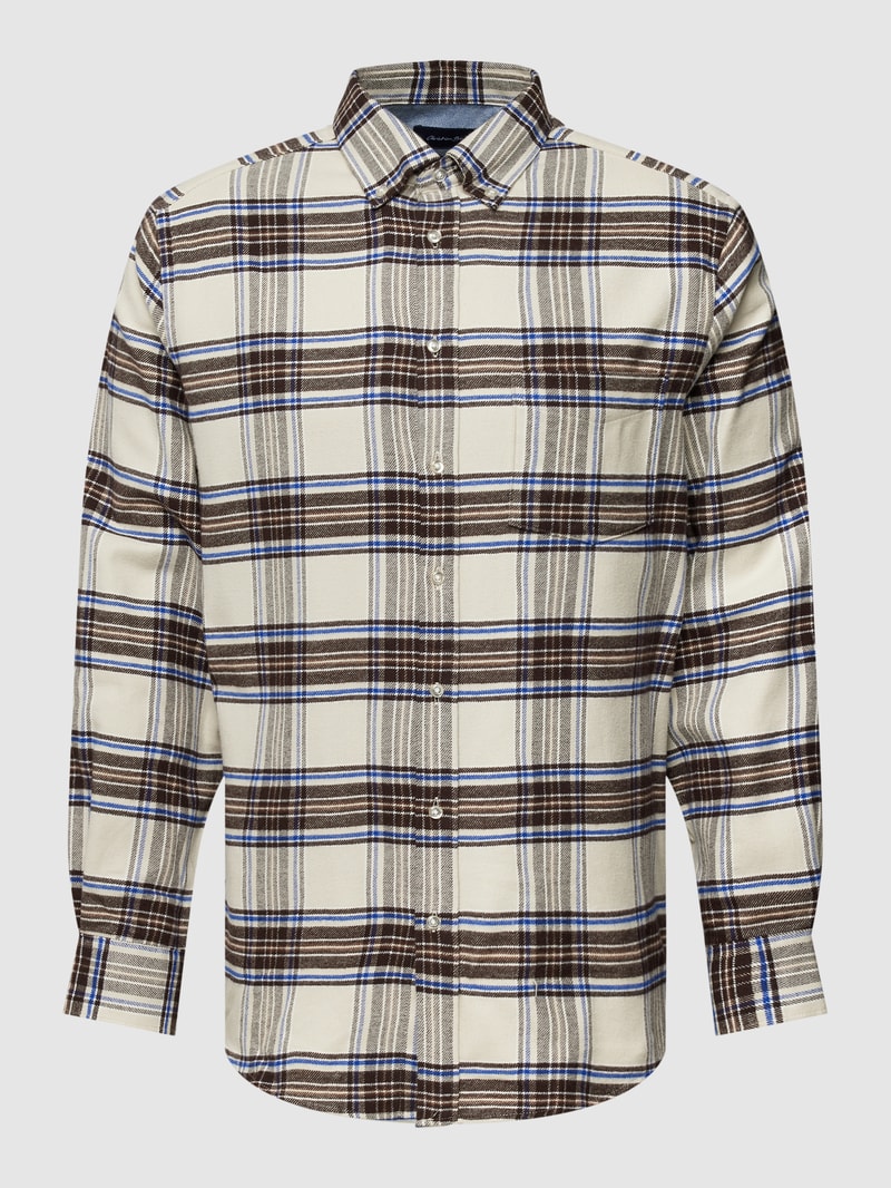 Regular Fit Freizeithemd mit Tartan-Karo in ecru