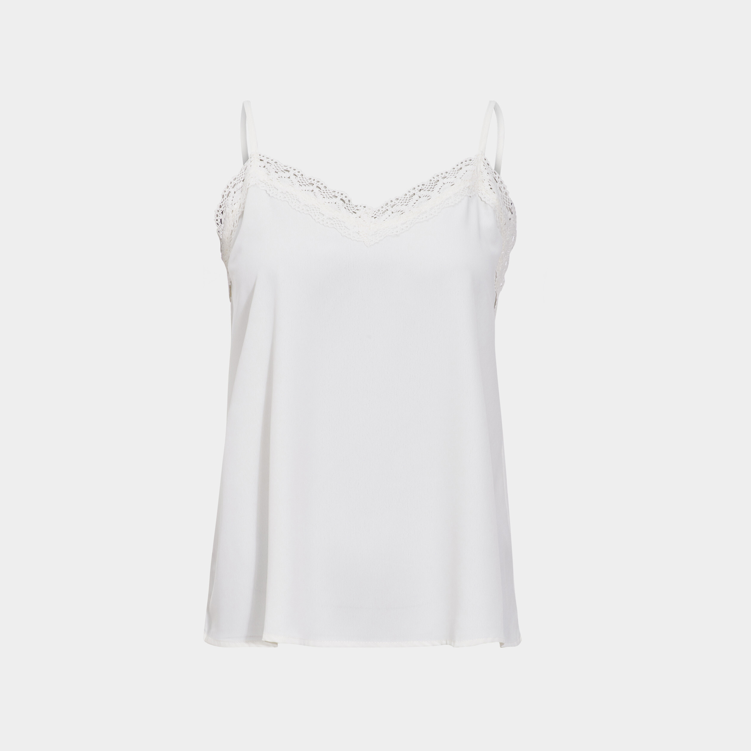 Débardeur à empiècement dentelle blanc femme | La Halle