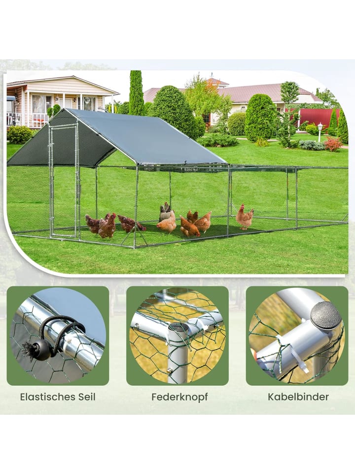COSTWAY Hühnerstall 3x6m in Silber günstig kaufen 600 cm