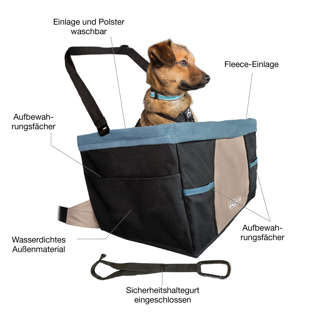 Kurgo Autozubehör Kurgo Rover Hunde-Autositz, Schwarz/Blau