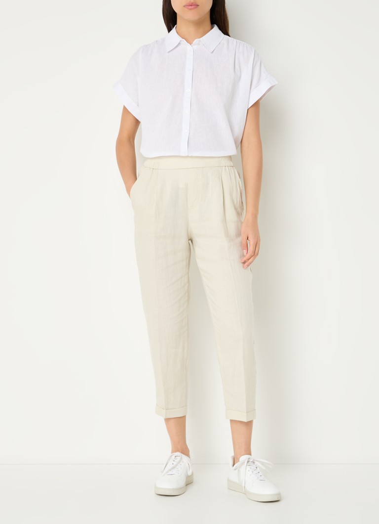 Pantaloni corti affusolati a vita alta in lino di Benetton