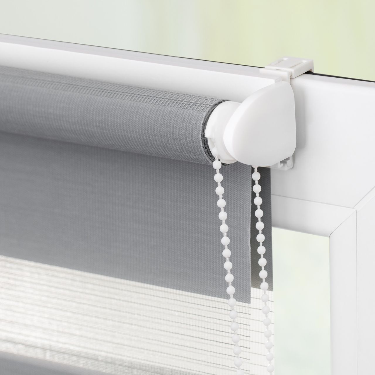 Lichtblick Duo-Rollo Klemmfix, ohne Bohren - Grau, 120 cm x 150 cm (B x L)