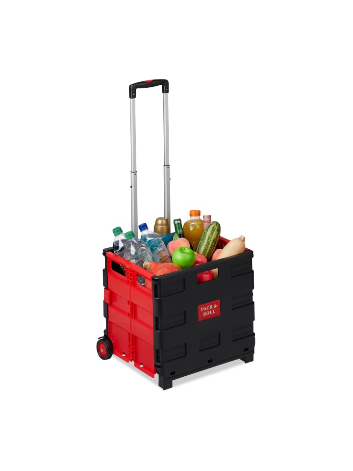 relaxdays Einkaufstrolley in Rot günstig kaufen onesize