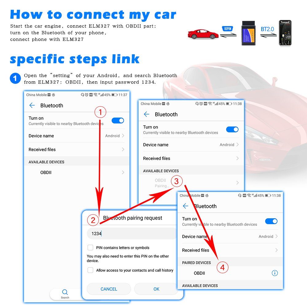 AN-DANNV OBD2-Diagnosegerät kfz Motorfehler auslesen und löschen OBDII Bluetooth Adapter