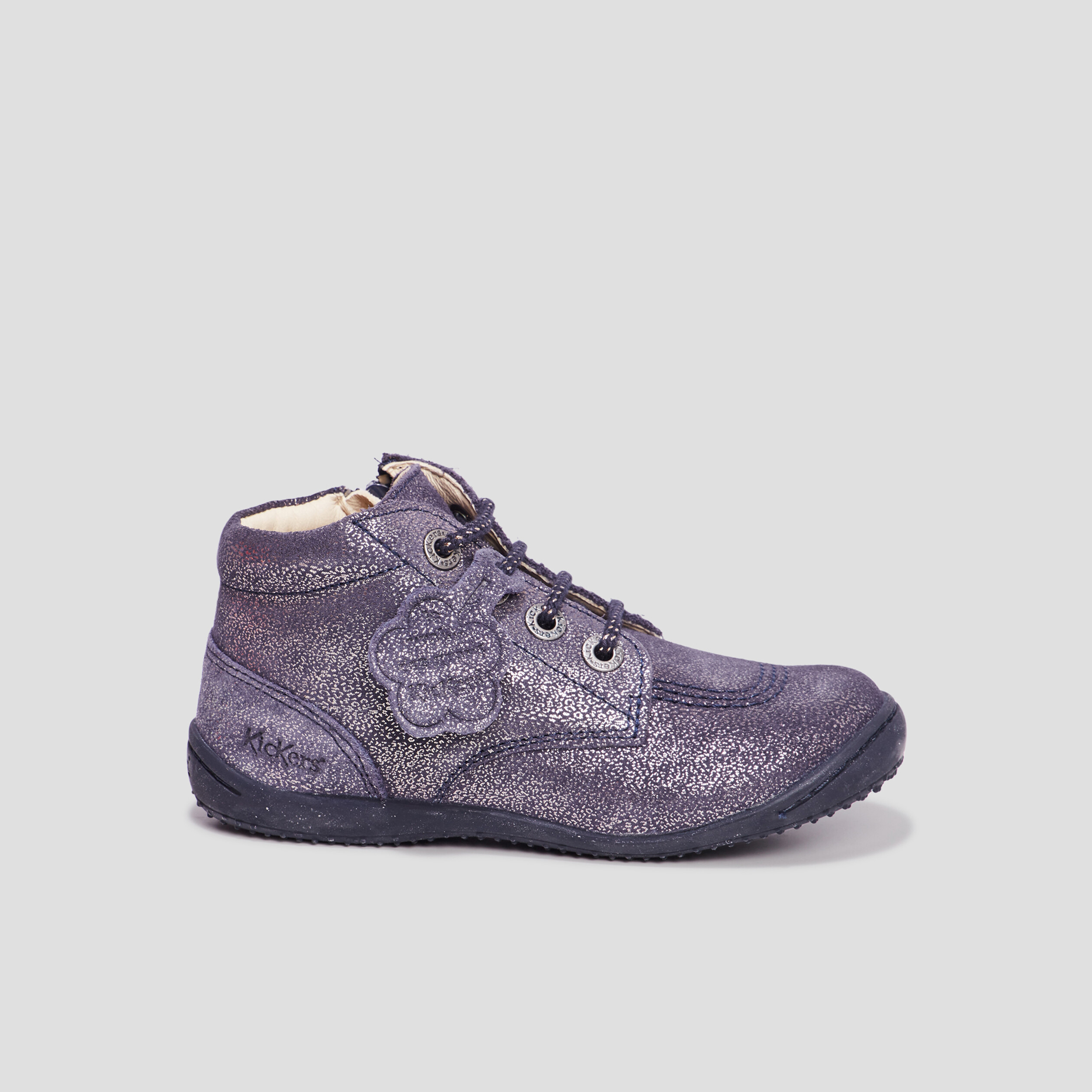 Bottines irisées cuir Kickers Gulyflow bleu marine fille | La Halle
