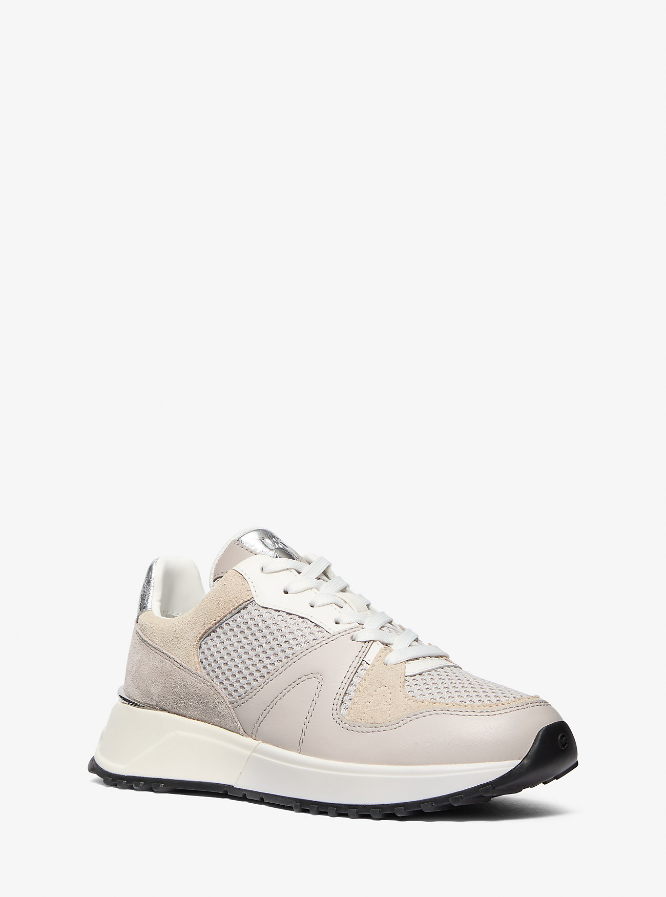 Jaime Mixed-Media Trainer - PEARL GREY MULTI