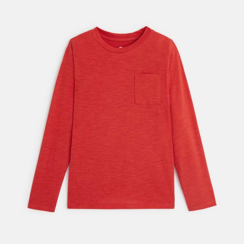 T-shirt uni en coton rouge garçon