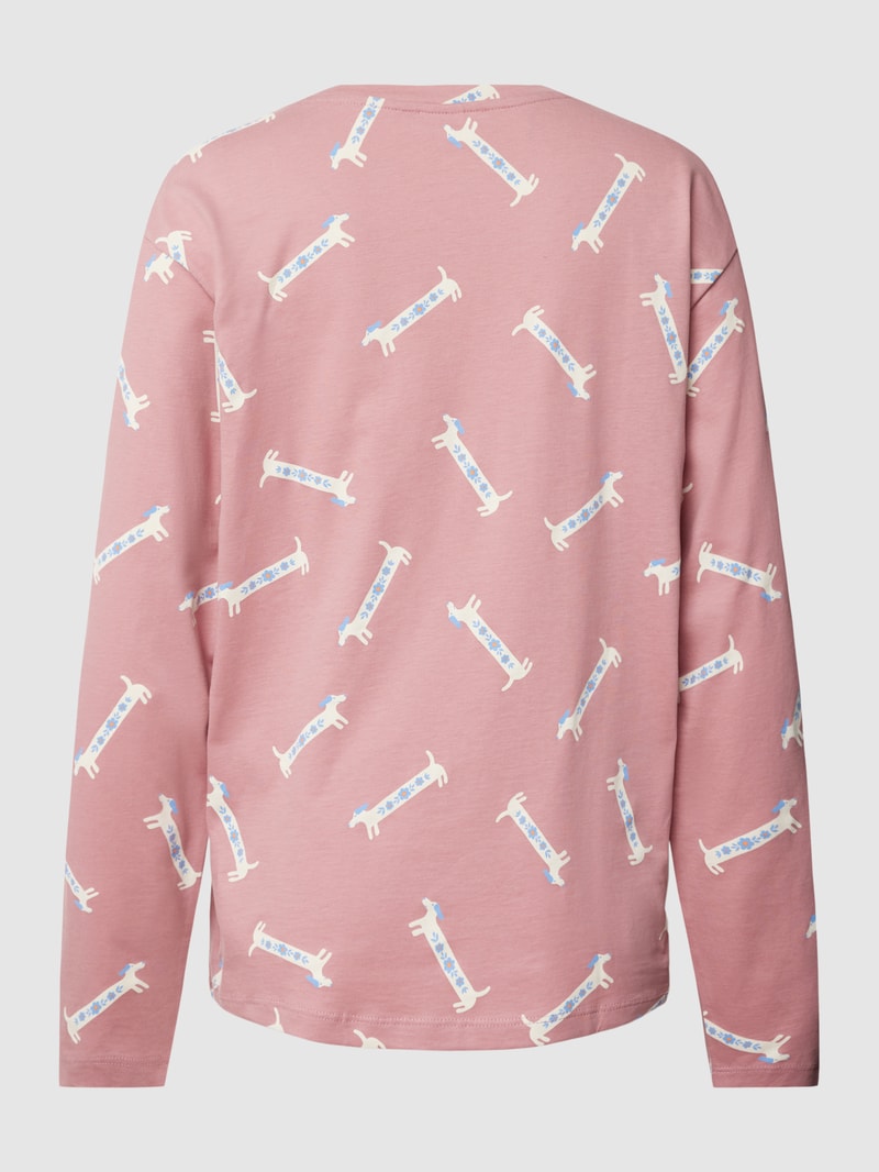 Pyjama-Oberteil mit Allover-Print in rosa