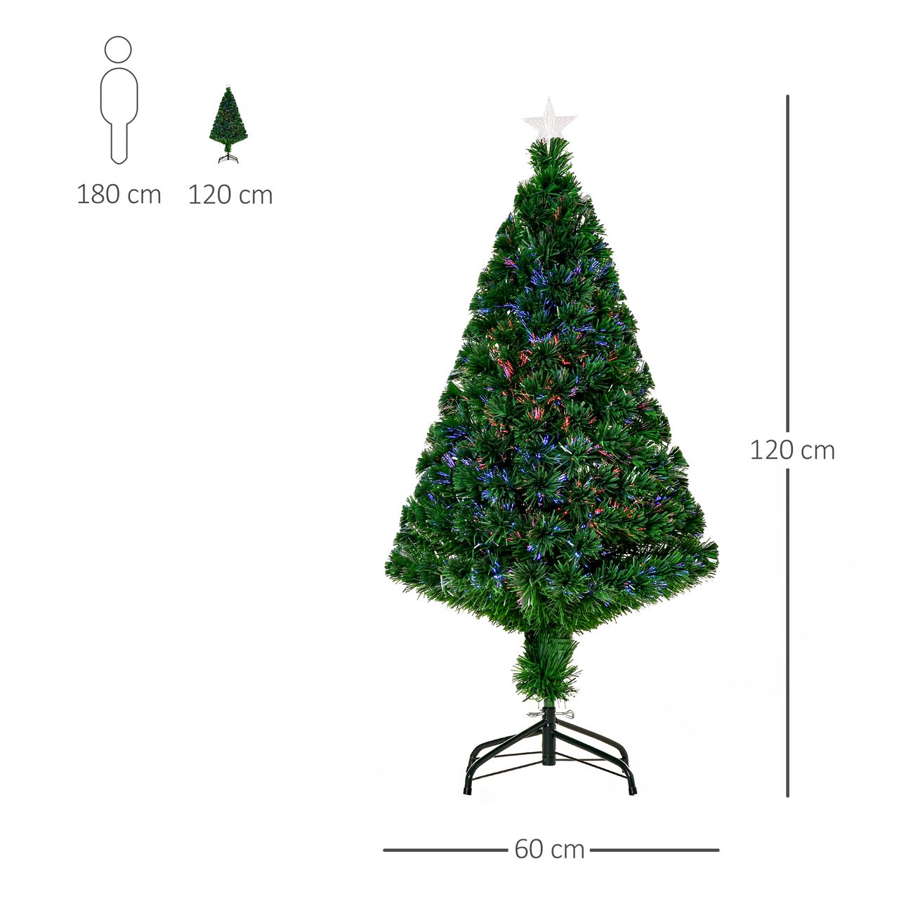 HOMCOM Weihnachtsbaum Tannenbaum Christbaum LED Lichtfaser Stern 5 Modell