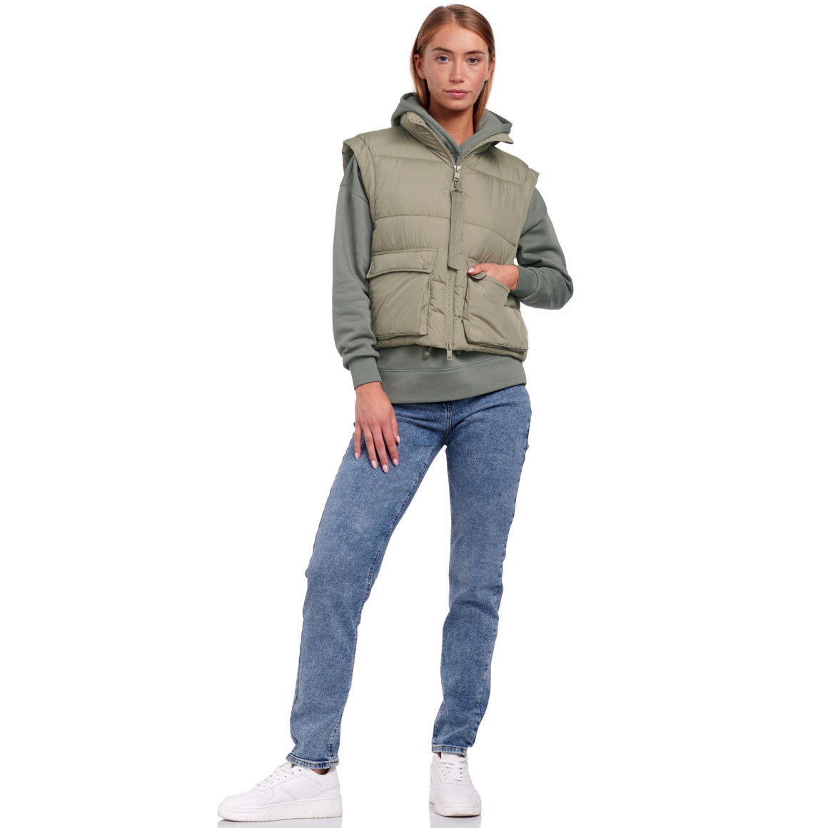 Damen Steppweste im Cropped-Style