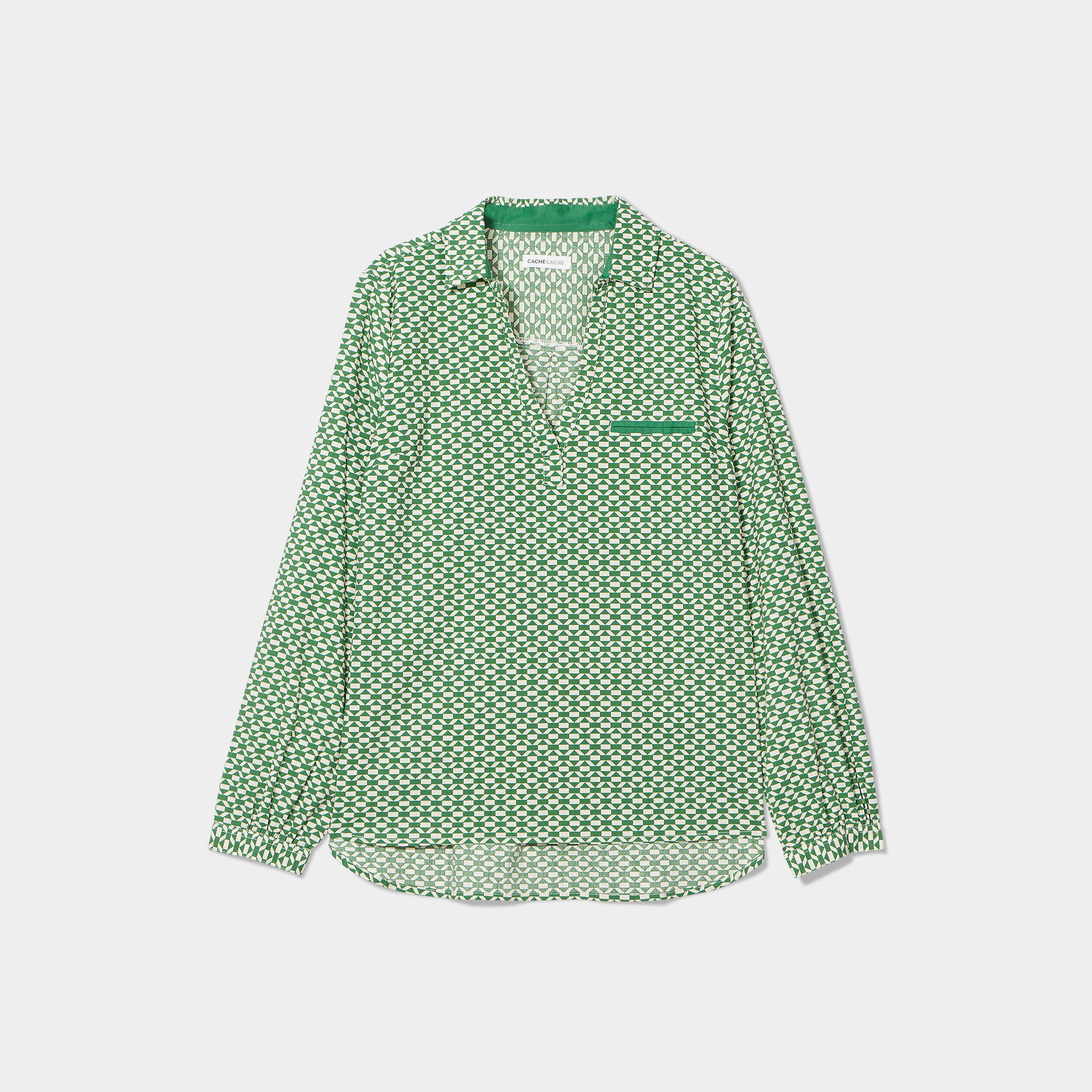 Blouse manches longues vert femme | Cache Cache