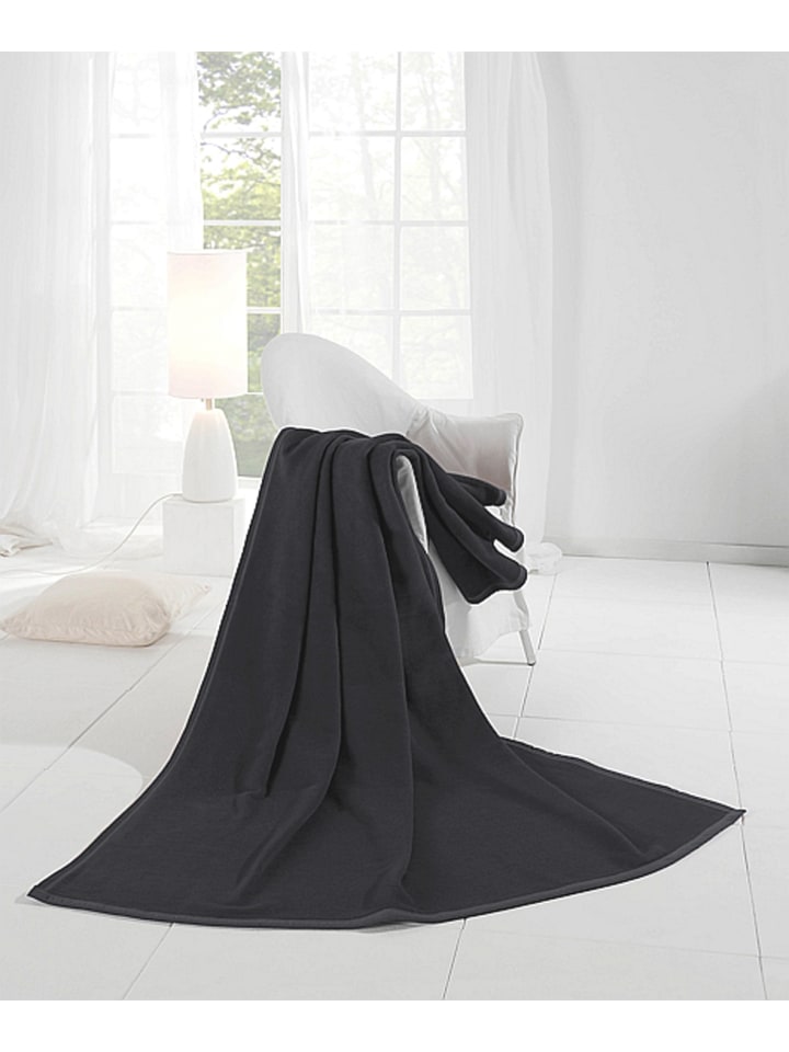 biederlack Cotton Home Wohndecke Uni in anthrazit günstig kaufen 150 x 200 cm