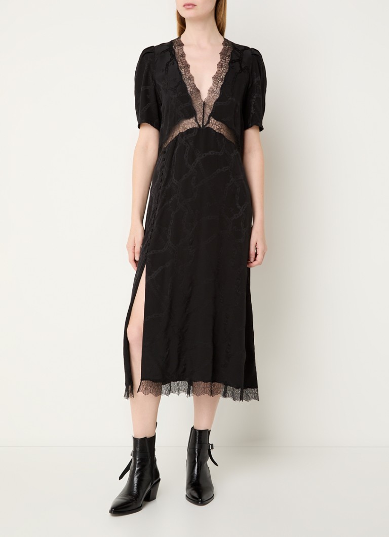 Rochie midi din mătase Redox de la Zadig&Voltaire, cu detalii de dantelă.