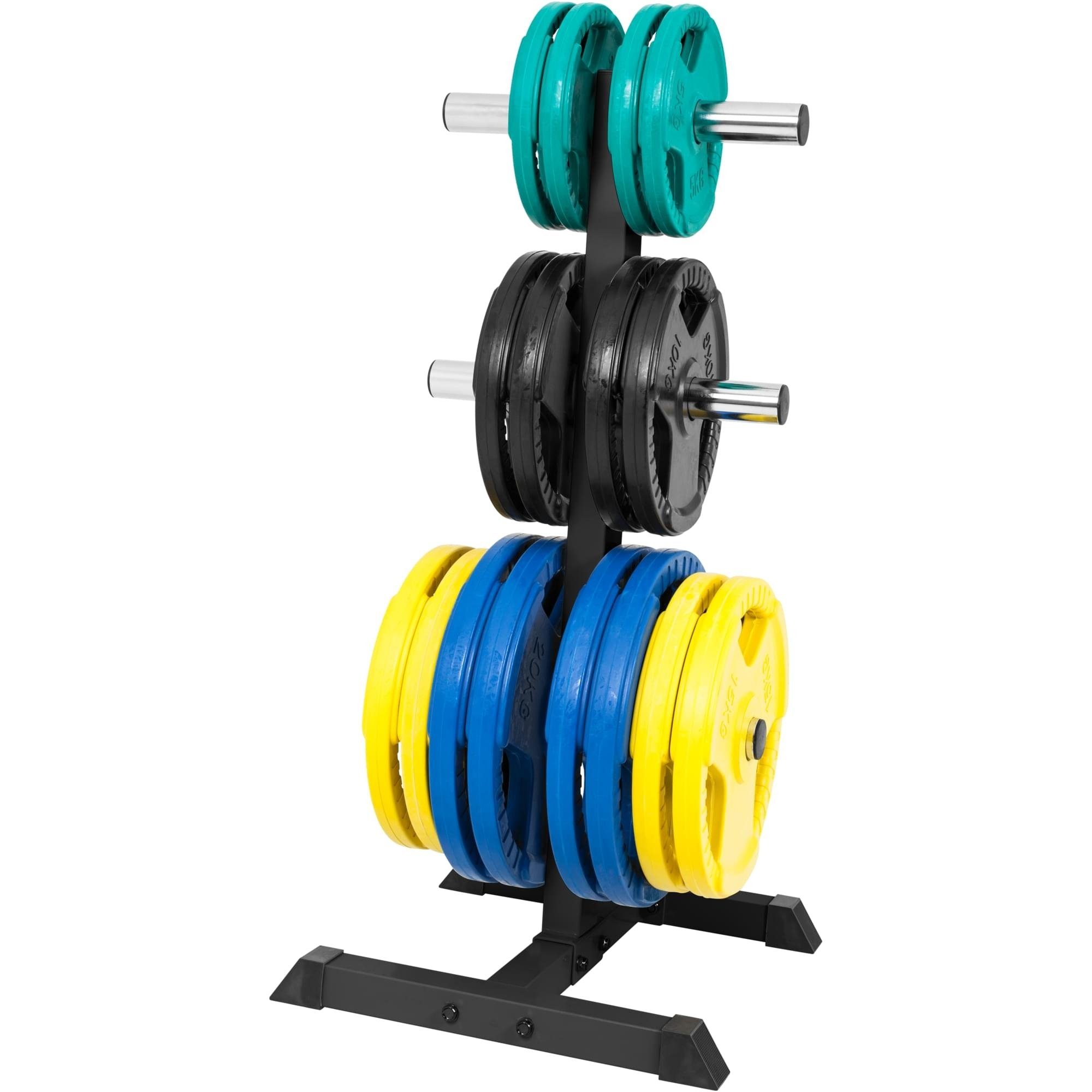 GORILLA SPORTS Hantelscheibenständer 6 Stangen, mit 50mm Scheibenaufnahme, 350 kg Belastbar, Schwarz/Weiß