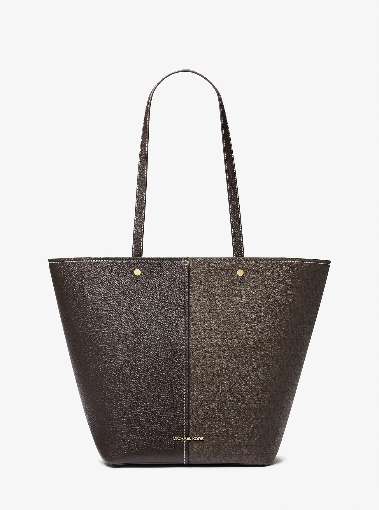 Flora Stor Skinnveske med Signaturlogo – BRUN