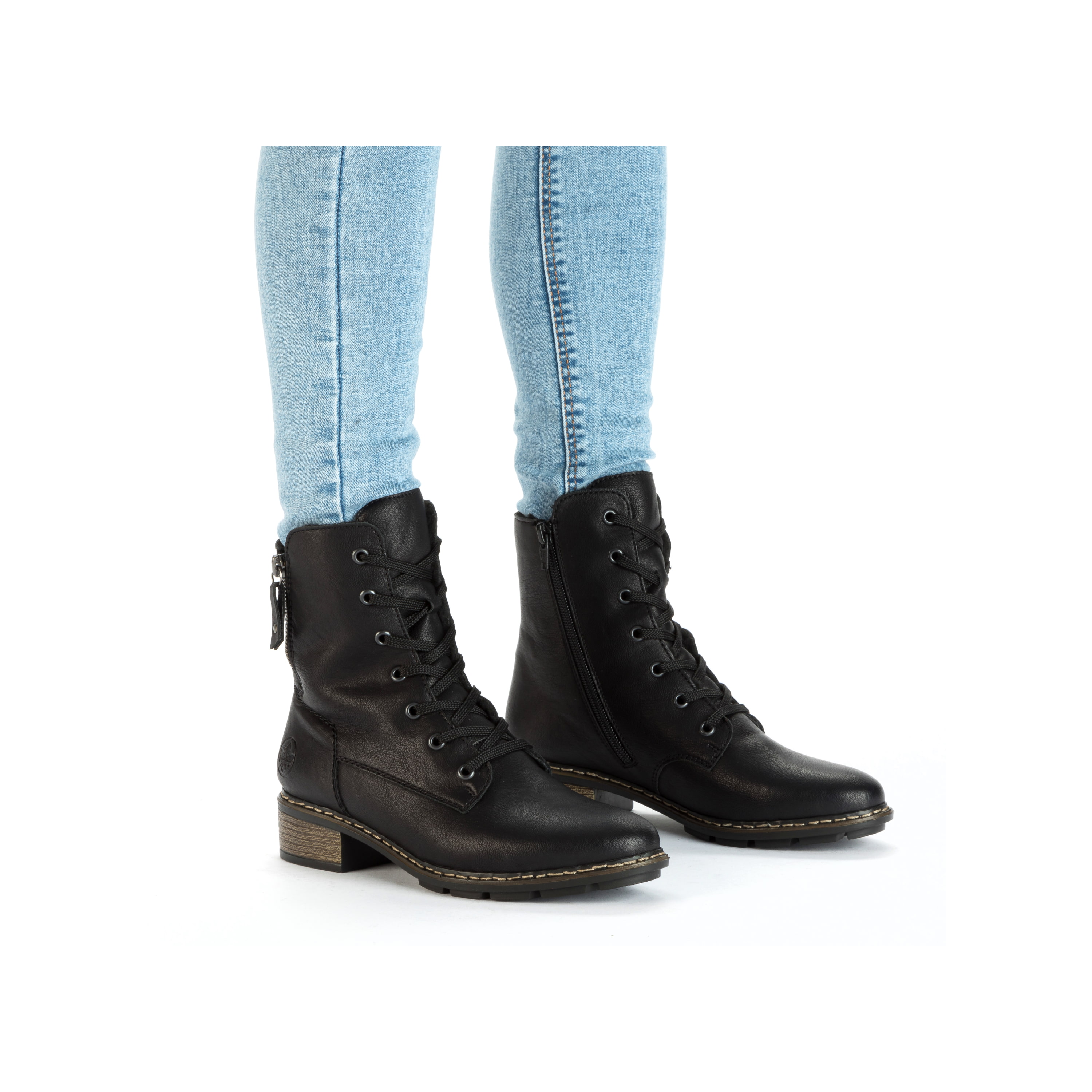 Rieker Damen Schnürstiefel nachtschwarz