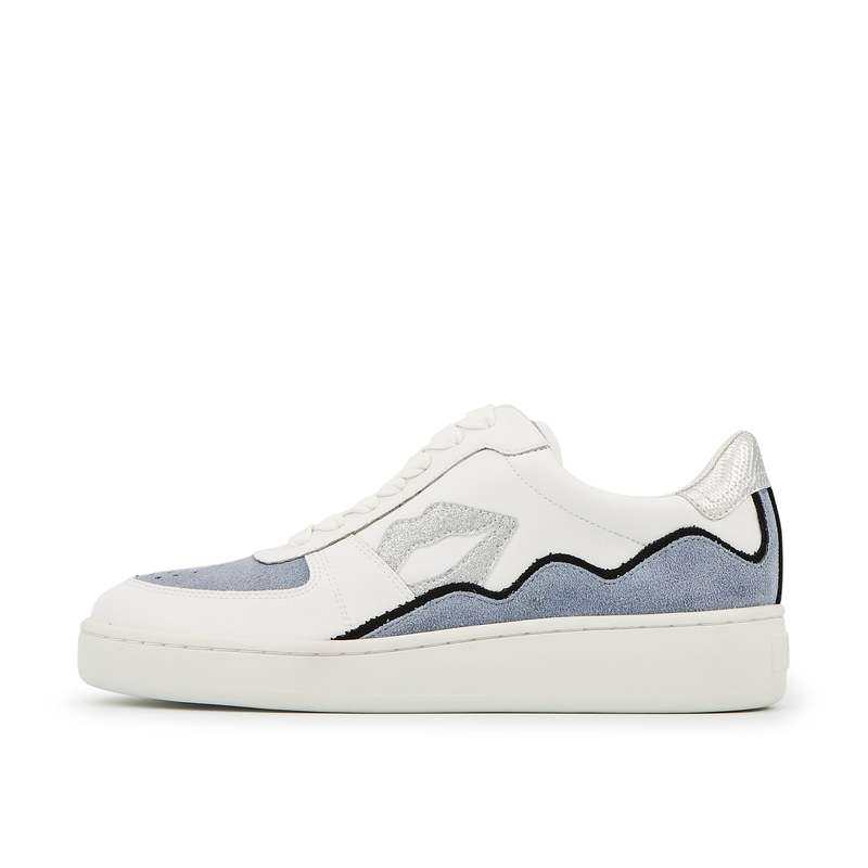 Baskets en cuir Loulou blanc silver suede