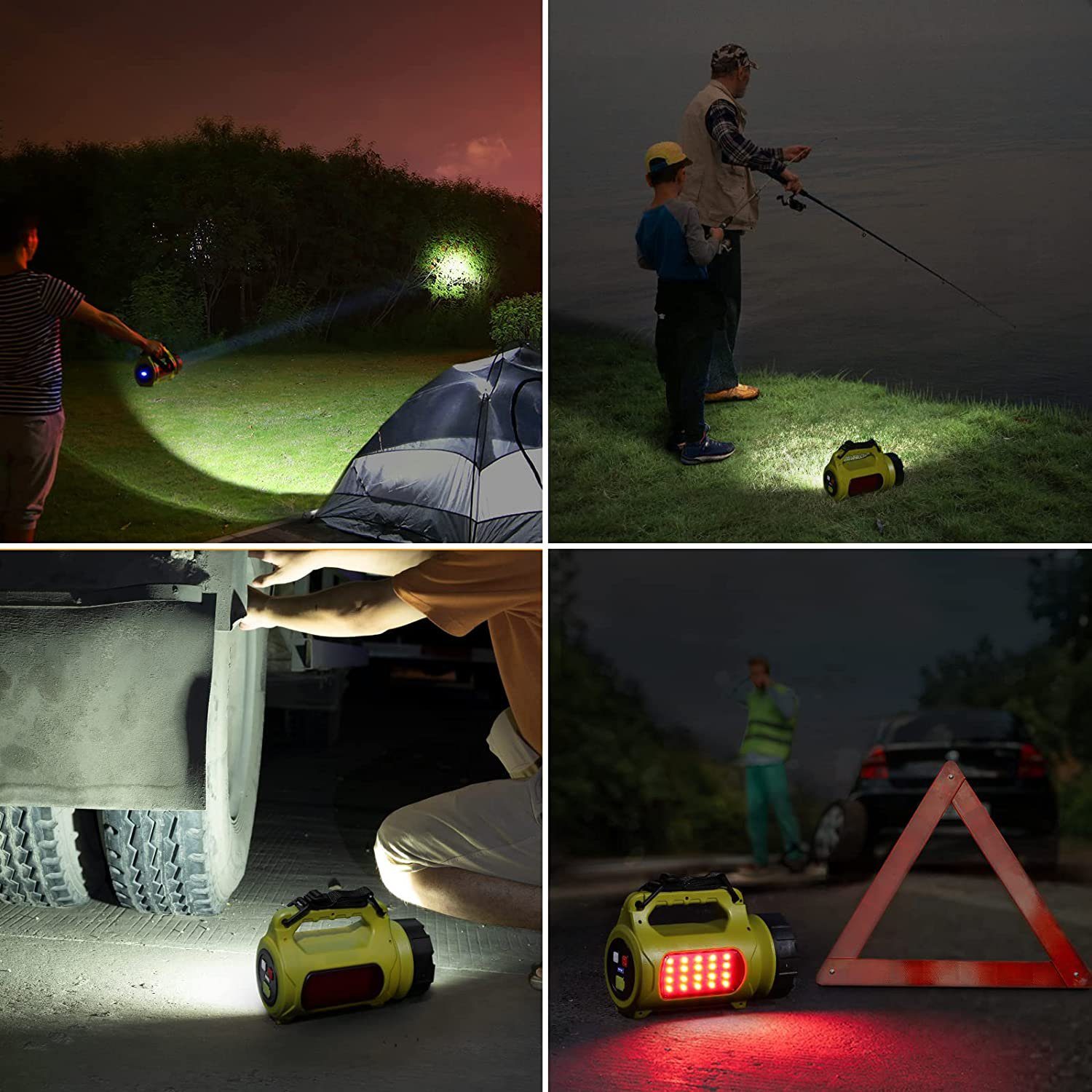 Vicbuy LED Taschenlampe, 500m Reichweite Handscheinwerfer Campinglampe 3 Lichtmodi