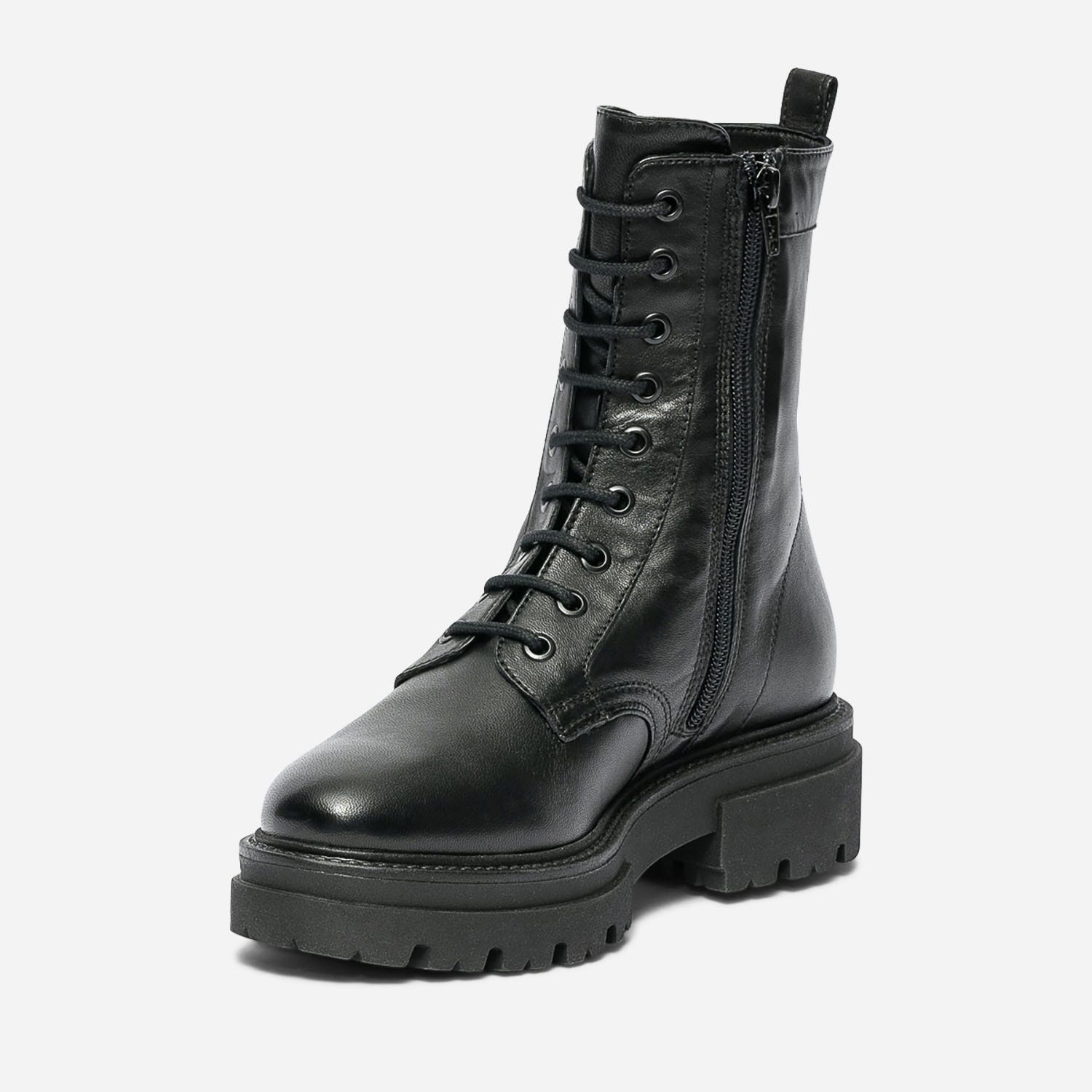 Boots TEXTO noir en cuir éco-conçu à semelle crantée