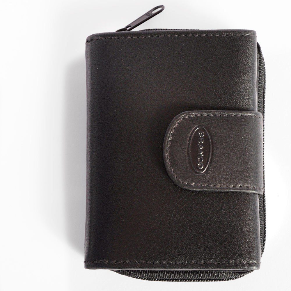 BRANCO Mini Geldbörse Kleine Damen-Geldbörse / Portemonnaie, Leder, Schwarz, Branco 225