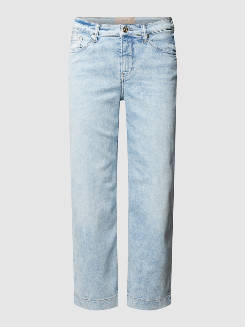 Straight Fit Jeans mit 5-Pocket-Design Modell 'Rich Culotte' in hellblau