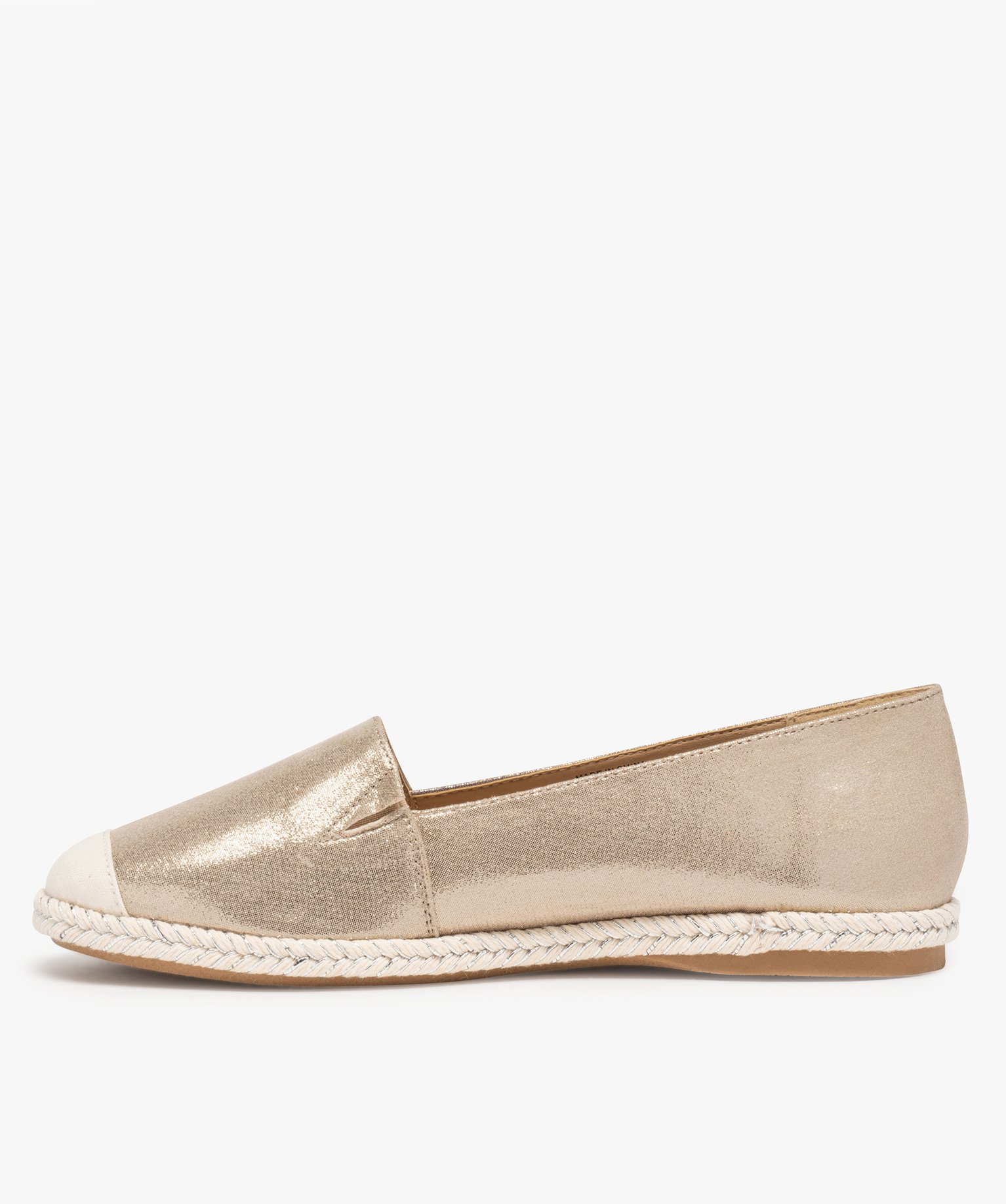 Ballerines femme style espadrilles en toile brillante or | GEMO