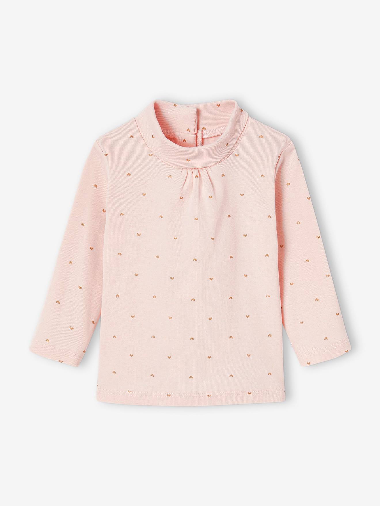 Vertbaudet 2er-Pack Mädchen Baby Rollkragenshirts BASIC - hellrosa