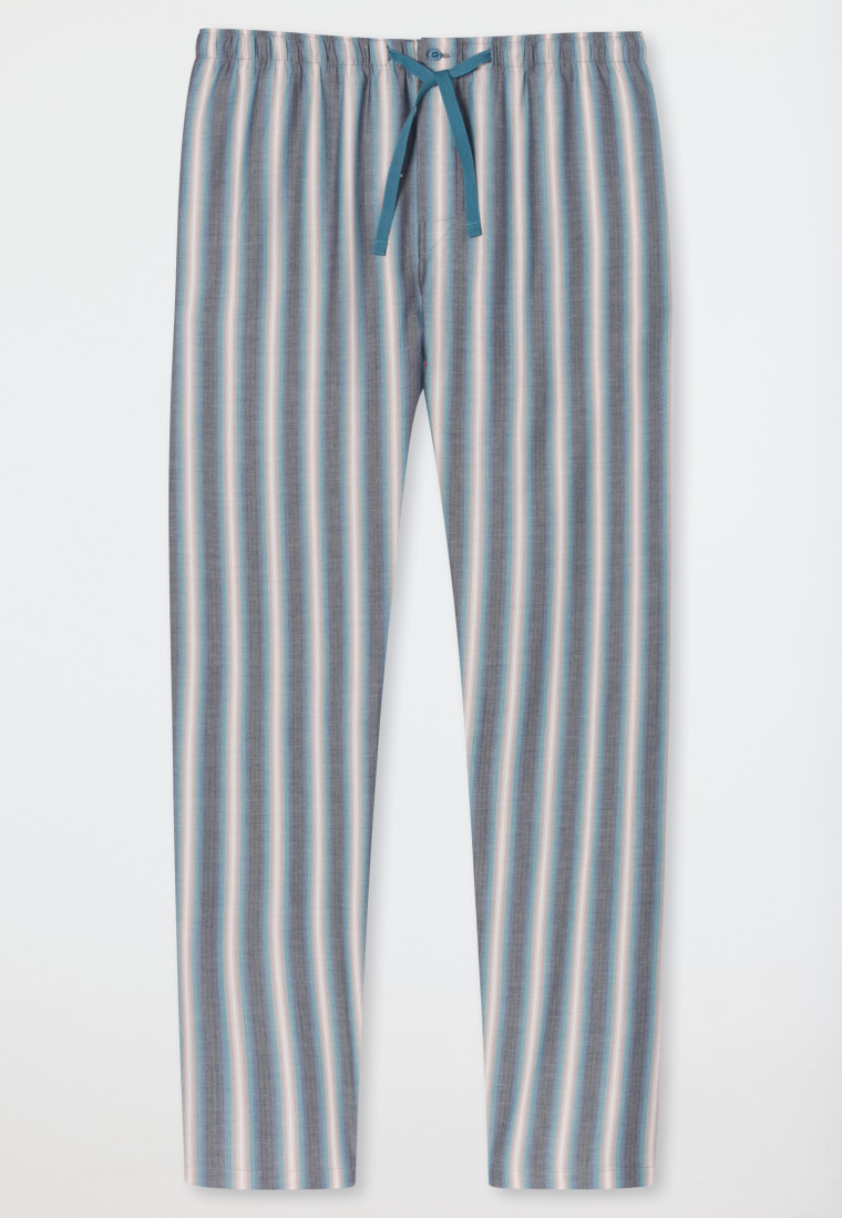 Loungehose lang Webware Organic Cotton Streifen blaugrau - Mix+Relax