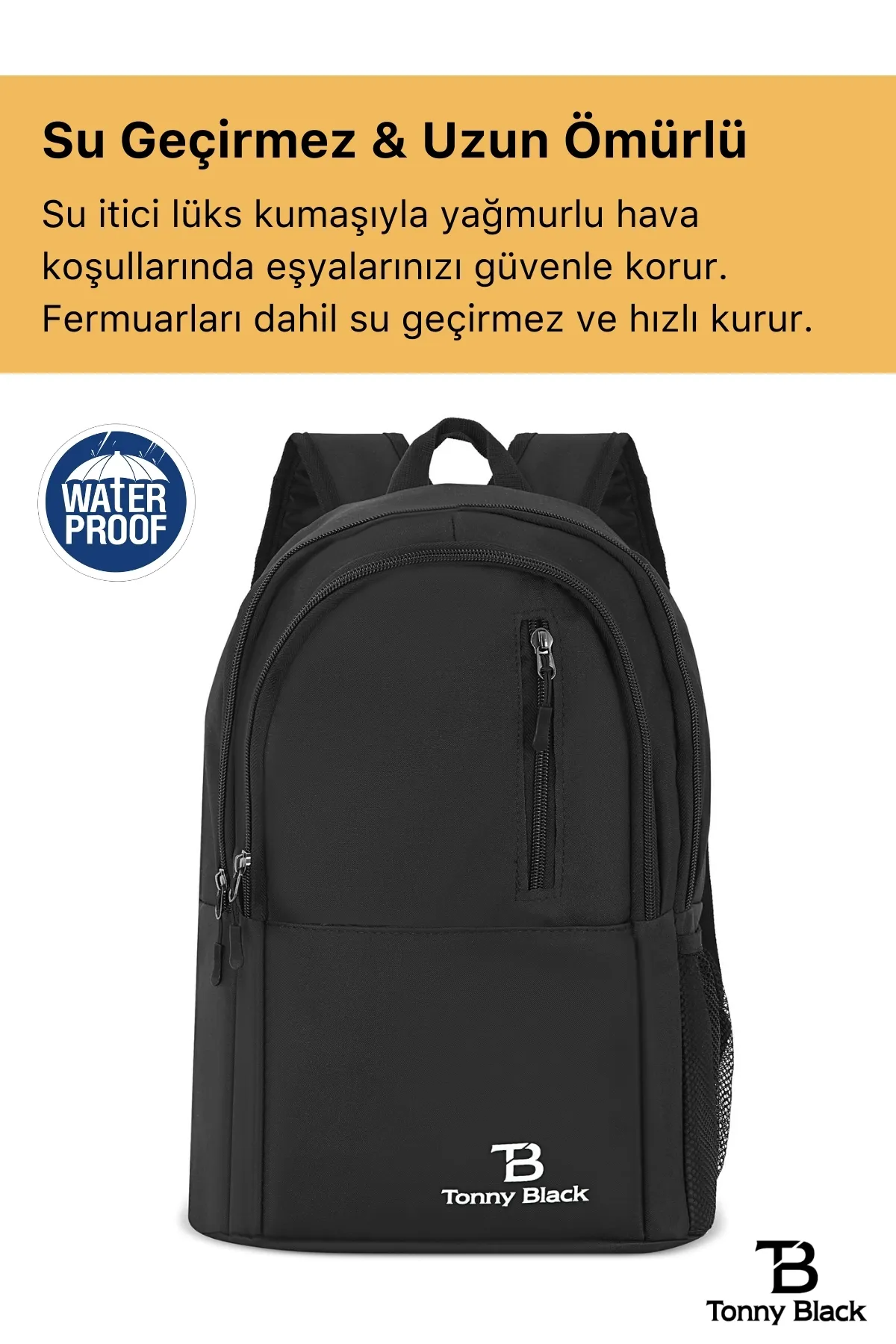 Tonny Black  Originaler, wasserdichter Unisex-Sportkurs-Laptop-Rucksack mit mehreren Fächern für Reisen und den täglichen Gebrauch