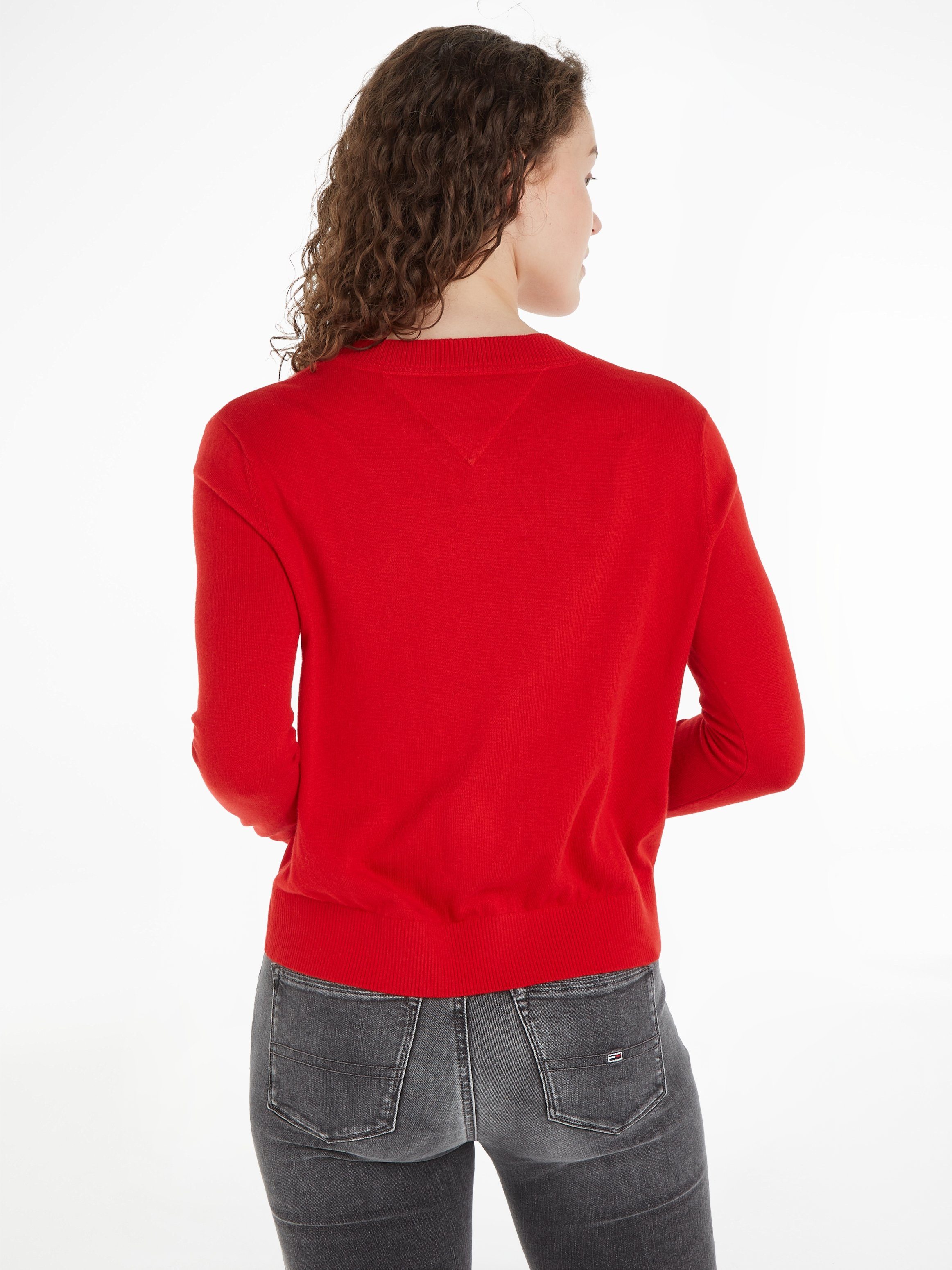 Tommy Jeans V-Ausschnitt-Pullover TJW ESSENTIAL VNECK SWEATER mit Tommy Jeans Markenlabel
