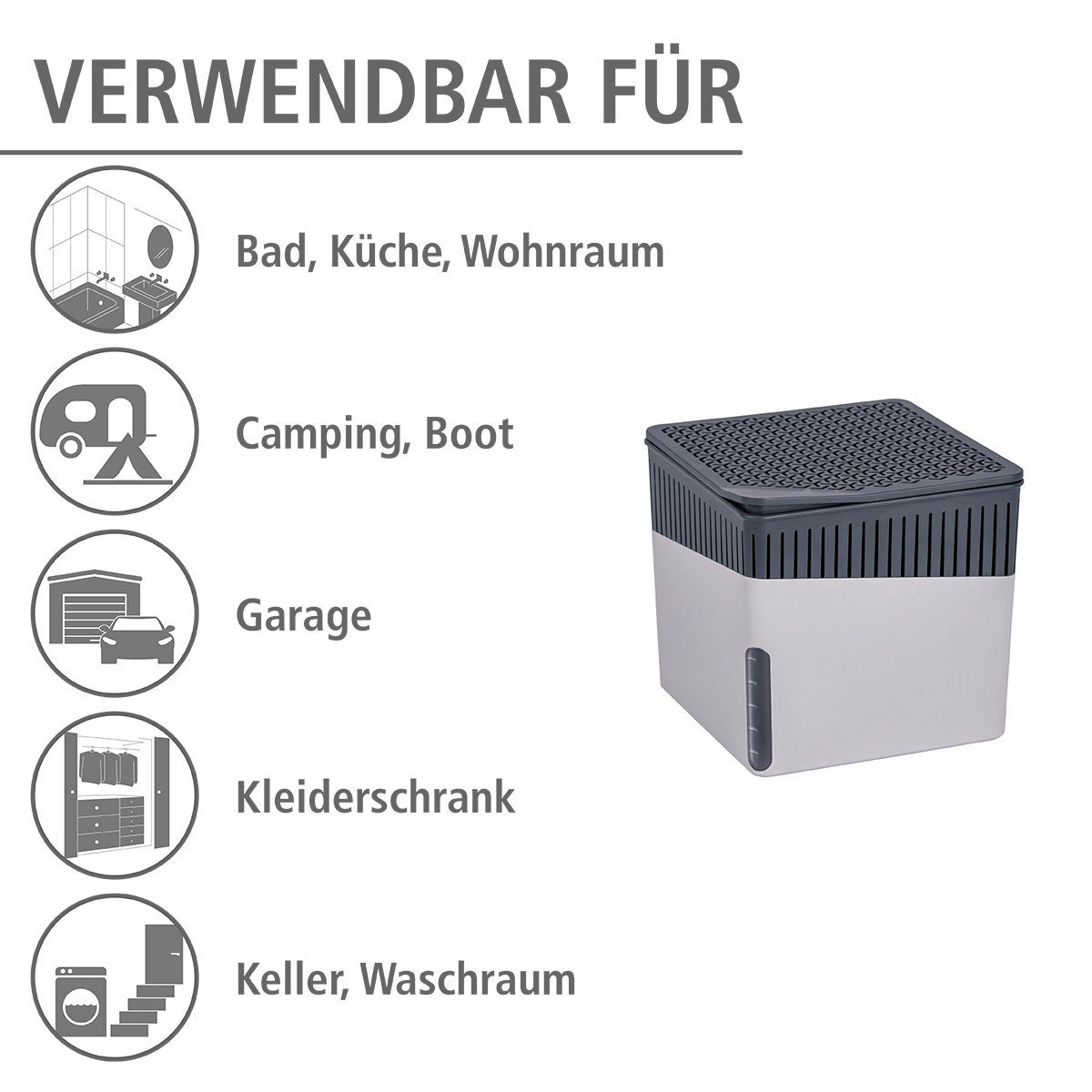 WENKO Luftentfeuchter Cube, für 80 m³ Räume, 1000 g