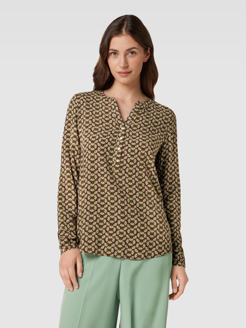 Bluse aus Viskose mit grafischem Allover-Muster in bordeaux rot