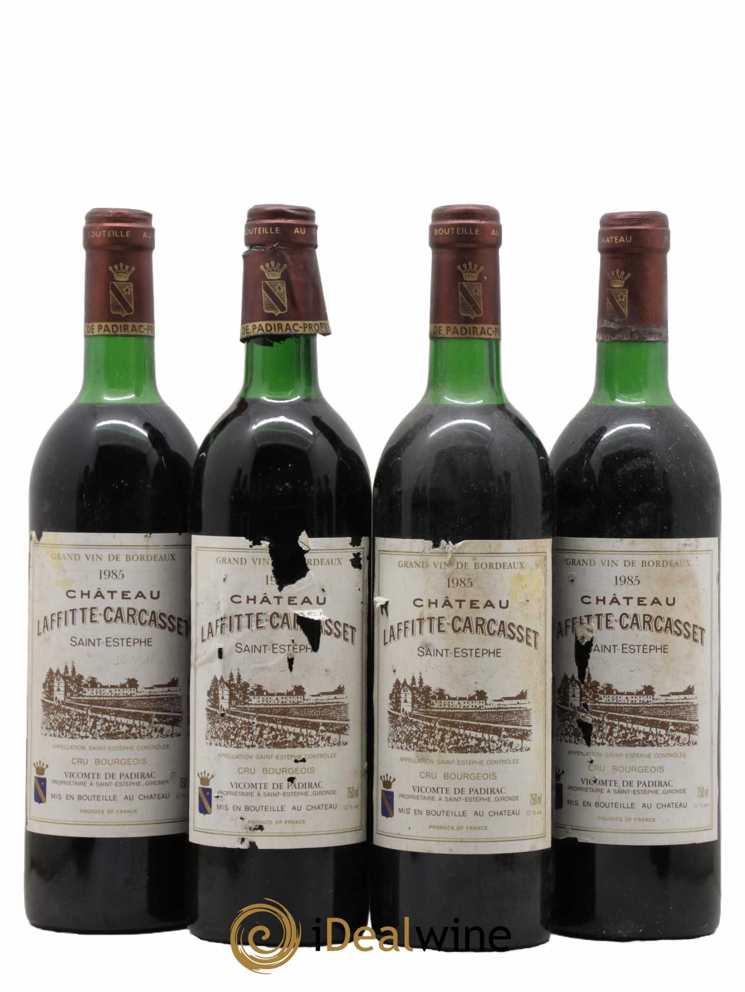 Château Laffitte Carcasset Cru Bourgeois  1985 - Lot de 4 Bouteilles