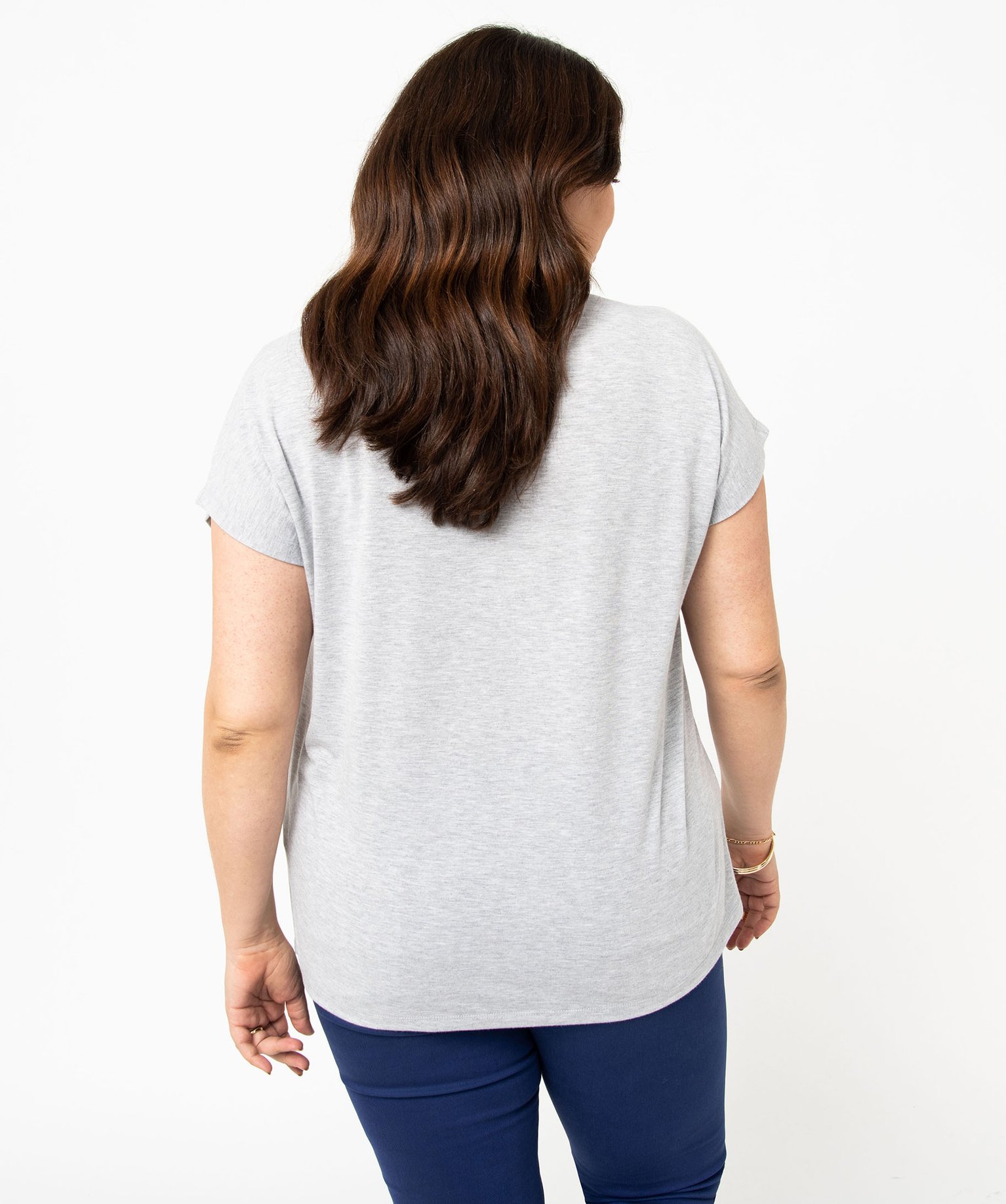 Tee-shirt femme grande taille à manches courtes avec motifs gris | GEMO
