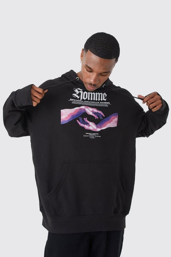 Oversize Hoodie mit Homme Print